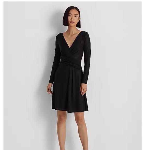 Lauren Ralph Laurenblack shimmery cocktail midi dress